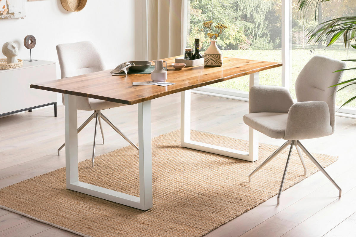 ESSTISCH in Holz 200/100/75 cm   - Weiß/Naturfarben, MODERN, Holz/Metall (200/100/75cm) - Livetastic