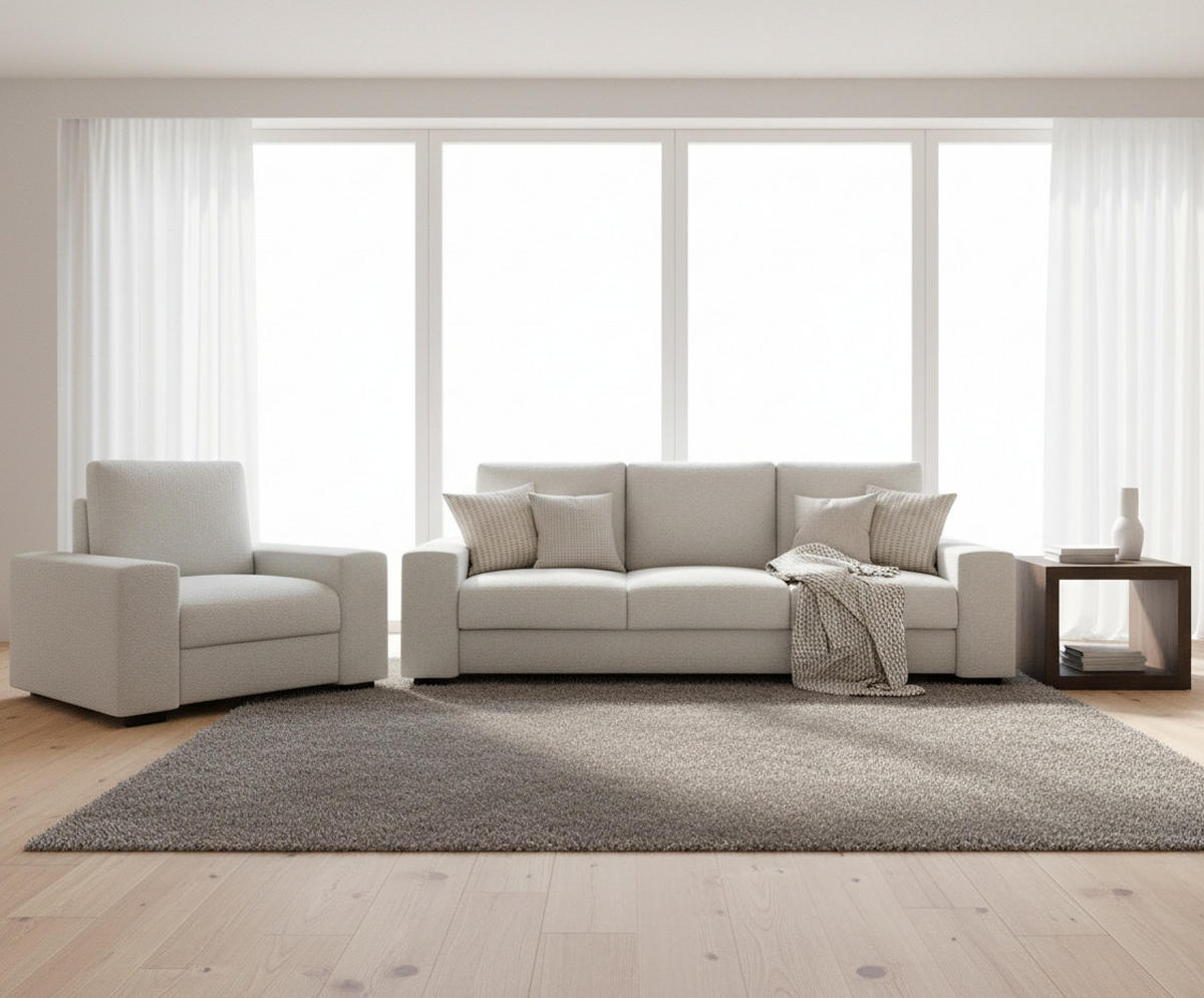 SESSEL in Bouclé Beige  - Beige/Schwarz, Design, Textil (108/91/92cm) - MID.YOU