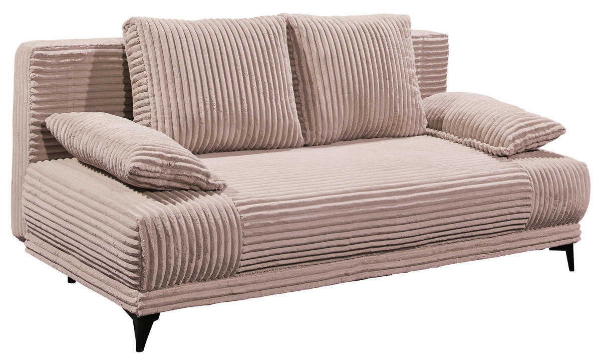 SCHLAFSOFA in Cord Rosa  - Schwarz/Rosa, Konventionell, Kunststoff/Textil (211/96/105cm) - MID.YOU