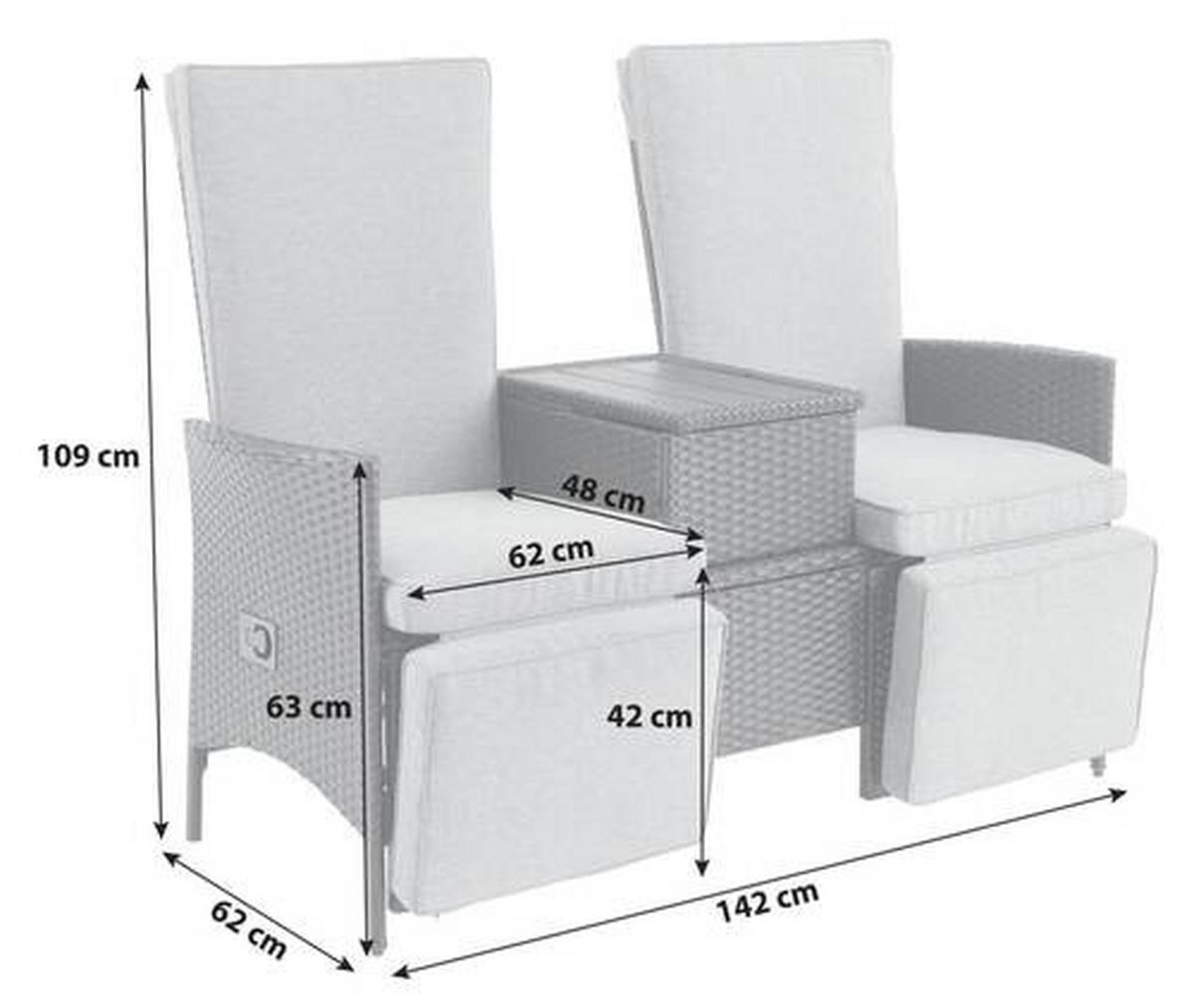 BALKONSET  - Grau, MODERN, Kunststoff/Metall (141/59/109cm) - Ambia Garden