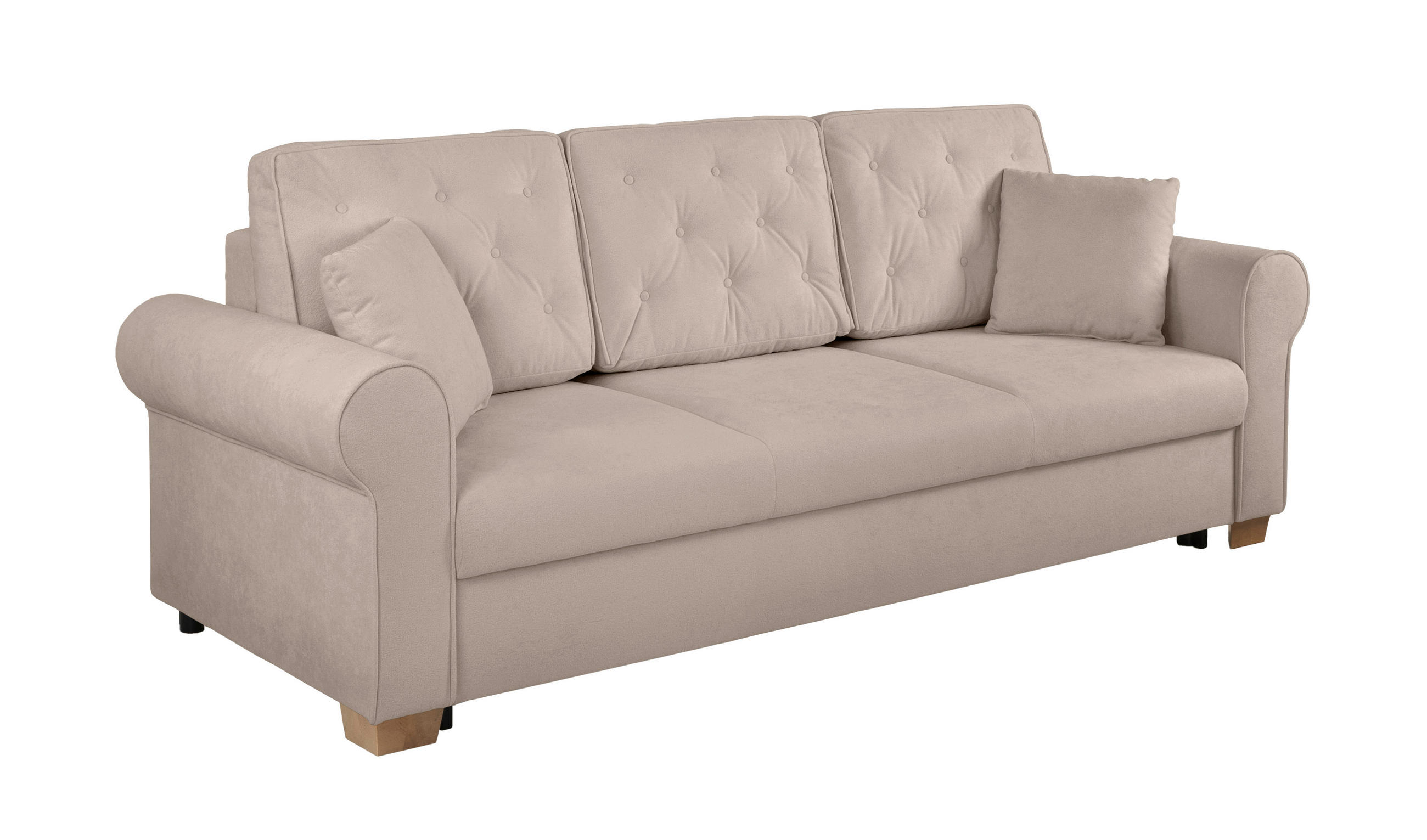 SCHLAFSOFA in Bouclé Taupe  - Taupe/Buchefarben, Design, Holz/Textil (240/94/98cm) - MID.YOU
