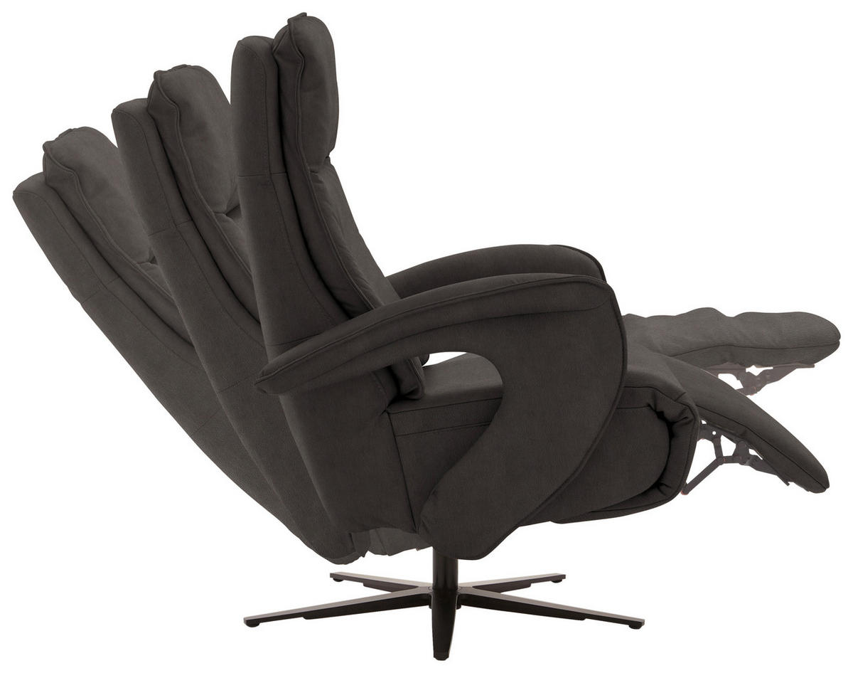 RELAXSESSEL in Leder Dunkelgrau  - Dunkelgrau/Schwarz, Design, Leder/Metall (77/110/87cm) - Valdera