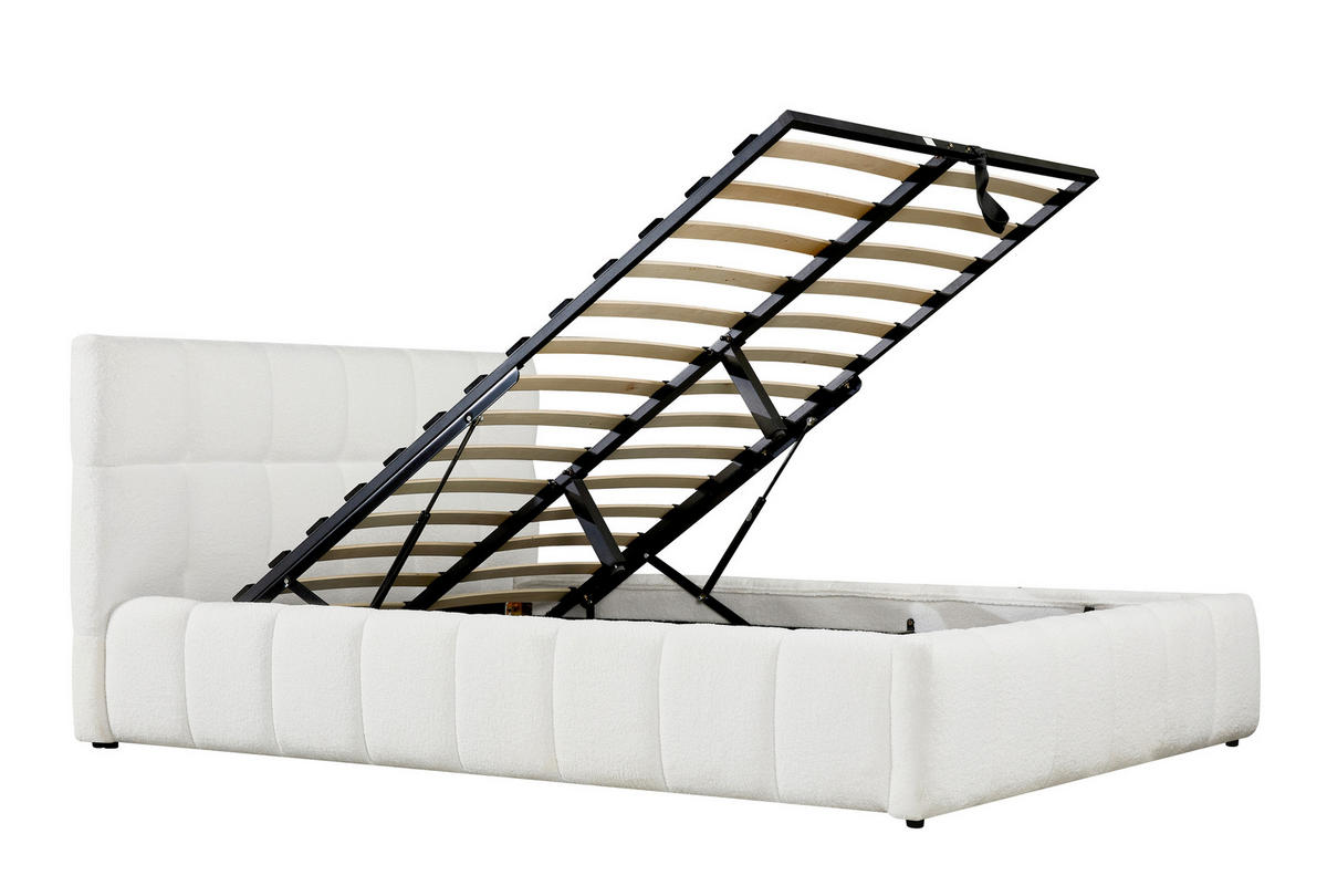 POLSTERBETT 180/200 cm,  in Creme, Lattenrost, Bettkasten,  - Creme/Schwarz, MODERN, Holz/Kunststoff (180/200cm) - Livetastic