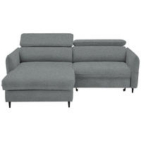 ECKSOFA inkl. Funktionen Dunkelgrau Flachgewebe  - Dunkelgrau/Schwarz, Design, Holz/Textil (185/232cm) - Stylife