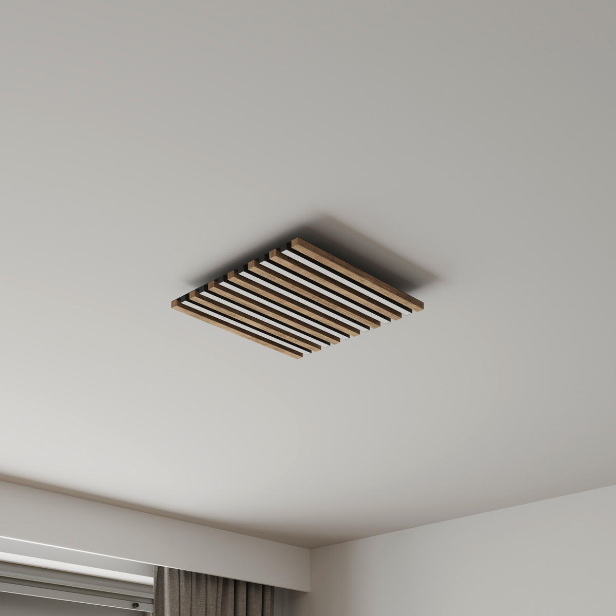 LED-TAKLAMPA HAYDEN 45/45/5 cm  - vit/svart, Natur, metall/trämaterial (45/45/5cm)