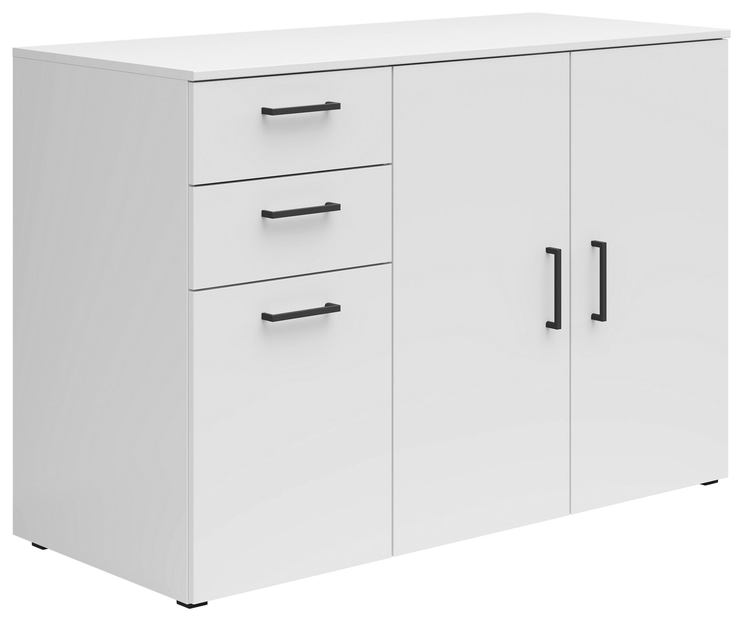 KOMODA, bílá, 120/83/52 cm - bílá/černá, Moderní, kompozitní dřevo/plast (120/83/52cm) - Carryhome
