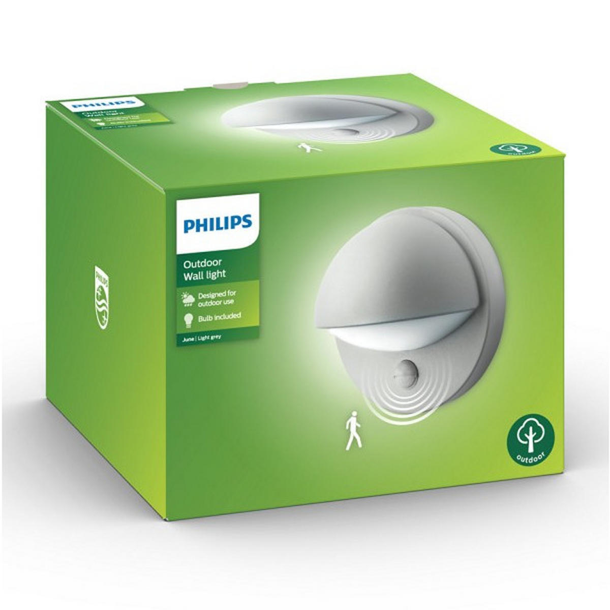 ZUNANJA STENSKA SVETILKA  JUNE 19,5/19,5/13,5 cm            - siva, Basics, kovina (19,5/19,5/13,5cm) - Philips
