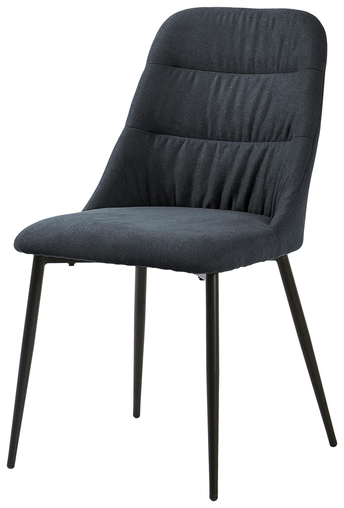 STUHL Leinenoptik Schwarz, Dunkelgrau  - Dunkelgrau/Schwarz, Design, Textil/Metall (46,5/86,5/58cm) - Ti'me