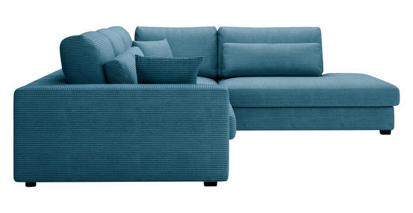 ECKSOFA in Cord Blau  - Blau/Schwarz, KONVENTIONELL, Kunststoff/Textil (314/250cm) - Carryhome