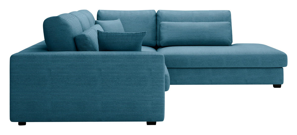 ECKSOFA in Cord Blau  - Blau/Schwarz, Konventionell, Kunststoff/Textil (314/250cm) - Carryhome