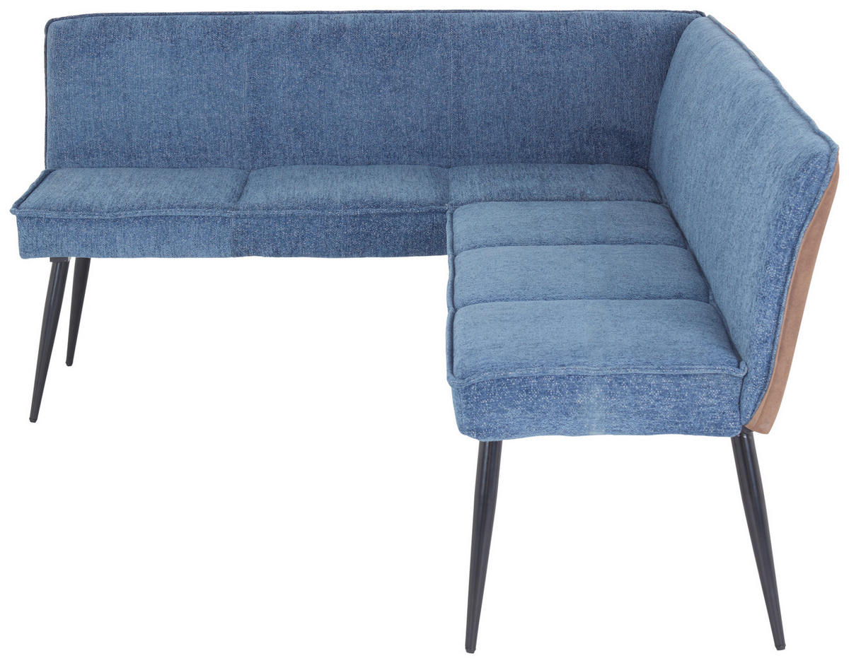 ECKBANK in Metall, Textil Braun, Blau  - Blau/Schwarz, Modern, Textil/Metall (154/194cm) - MID.YOU