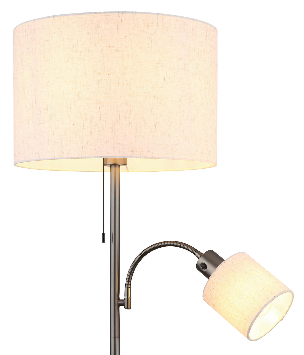 STEHLEUCHTE Thea 38/165 cm  - Schwarzchrom/Creme, Design, Kunststoff/Textil (38/165cm) - Globo