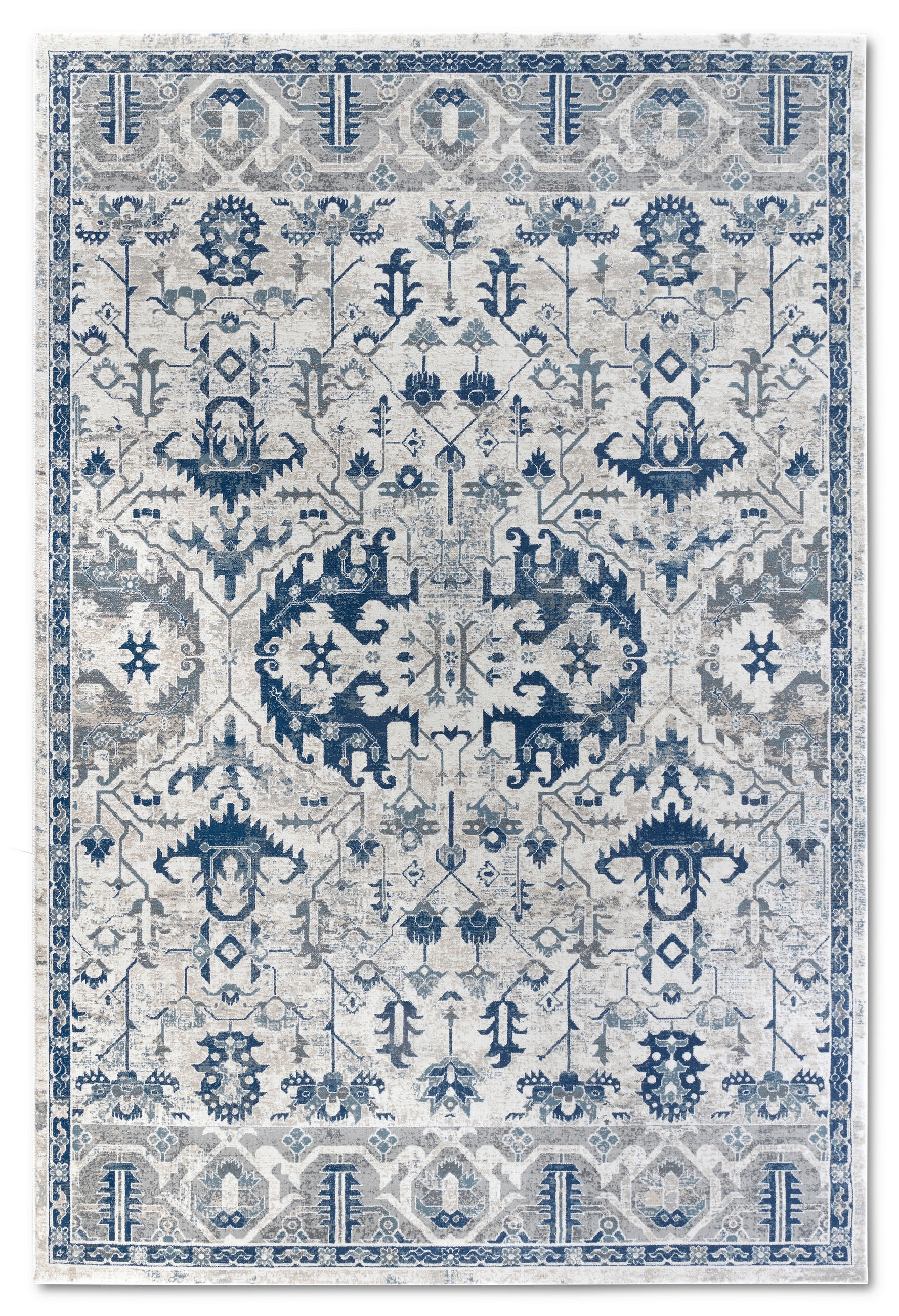 FLACHWEBETEPPICH  Wohnzimmer 200/280 cm Kollektion 1869 Blau, Creme rechteckig  - Blau/Creme, Design, Kunststoff/Textil (200/280cm) - Villeroy & Boch