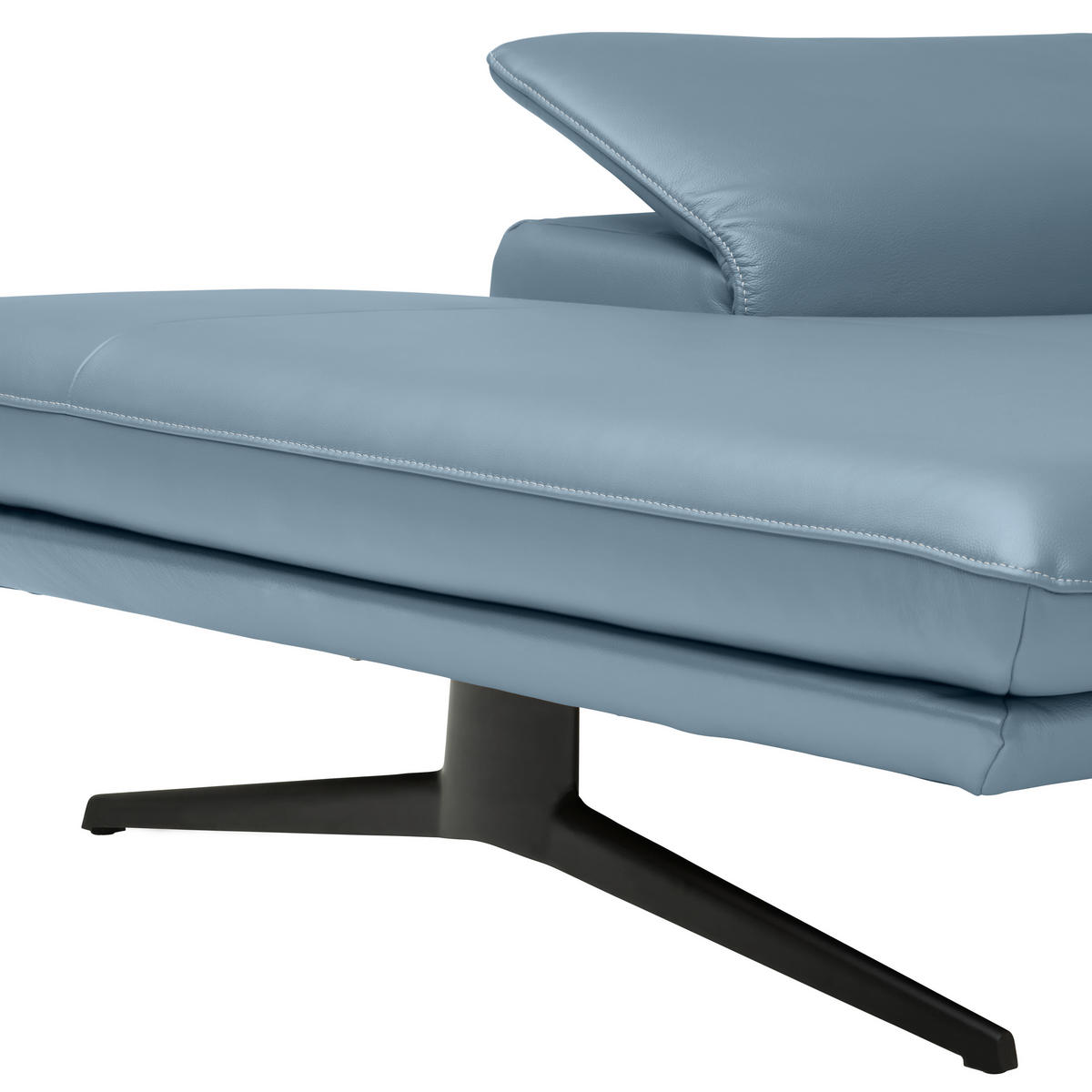 ECKSOFA in Echtleder Blau  150/242 cm  - Blau/Beige, Design, Leder/Metall (150/242cm) - Koinor