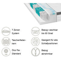 TASCHENFEDERKERNMATRATZE 80/200 cm Höhe ca. 25 cm  - KONVENTIONELL, Textil (80/200cm) - Stelladora