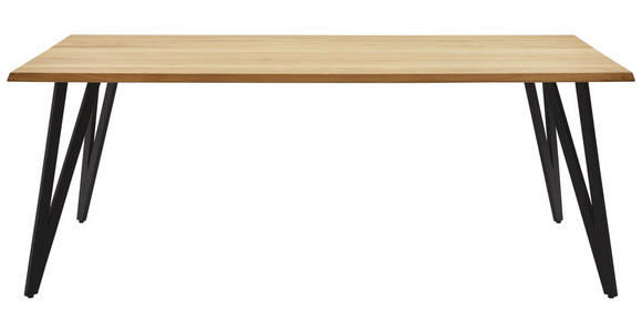 ESSTISCH in Holz, Metall 200/100/76 cm - Eichefarben/Schwarz, Design, Holz/Metall (200/100/76cm) - Valnatura