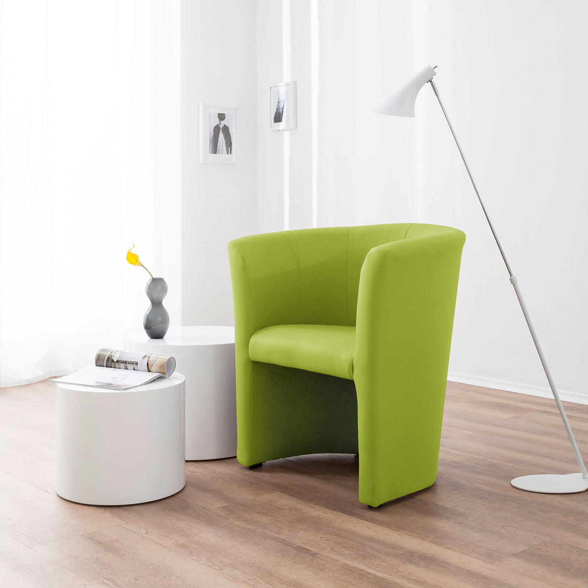 COCKTAILSESSEL Lederlook Grün  - Schwarz/Grün, Design, Kunststoff/Textil (66/75/56cm) - Livetastic