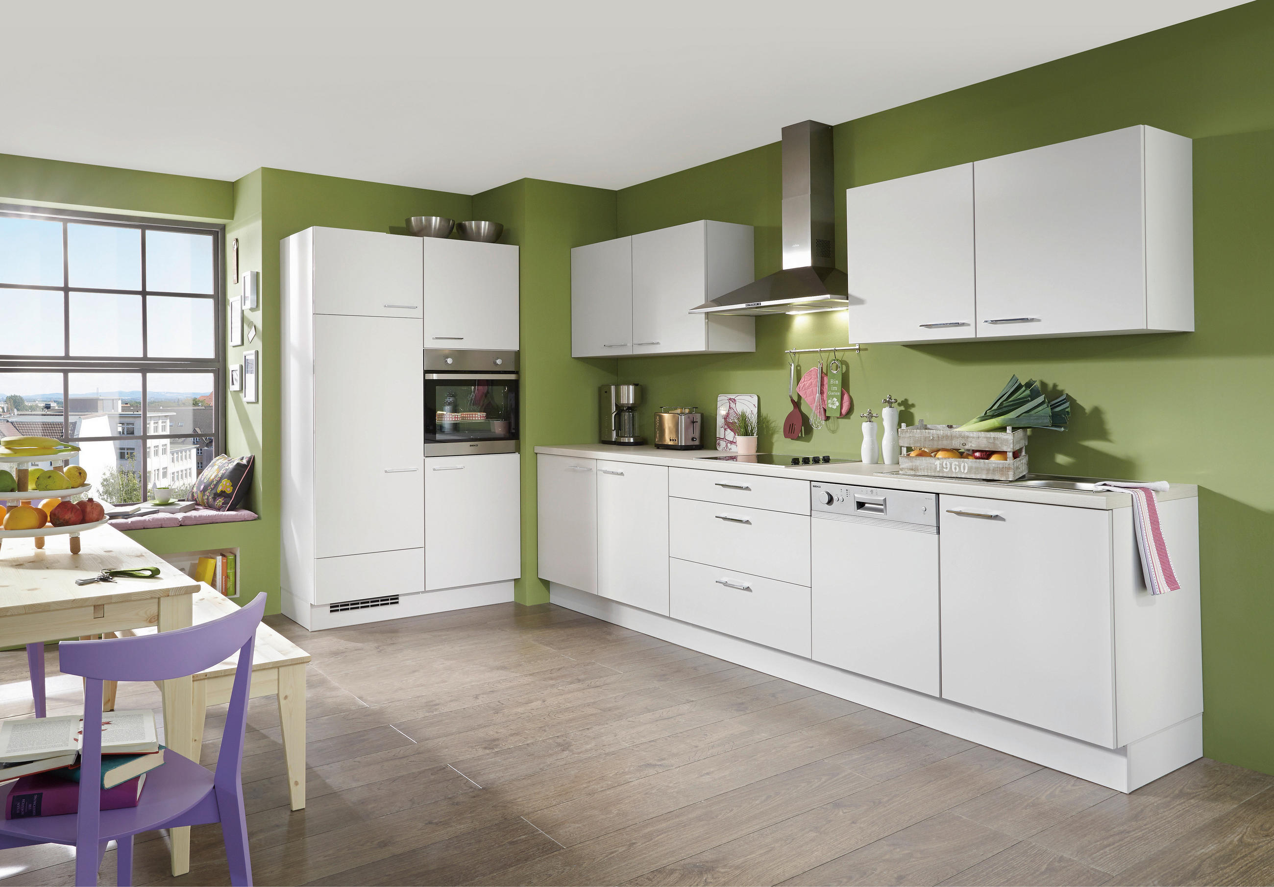 EINBAUKÜCHE 615  - Weiß, Design, Holzwerkstoff - Celina