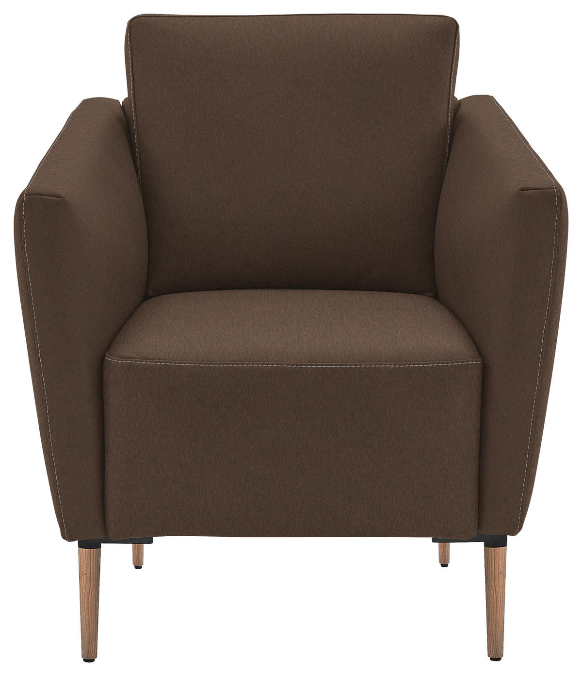 SESSEL Echtleder Braun  - Eichefarben/Beige, Natur, Leder/Holz (75/84/76cm) - Valnatura