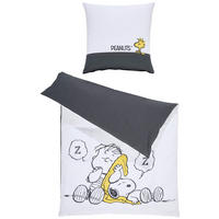 JUGENDBETTWÄSCHE Snoopy Renforcé 135/200 cm  - Dunkelgrau/Weiß, Design, Textil (135/200cm) - Herding