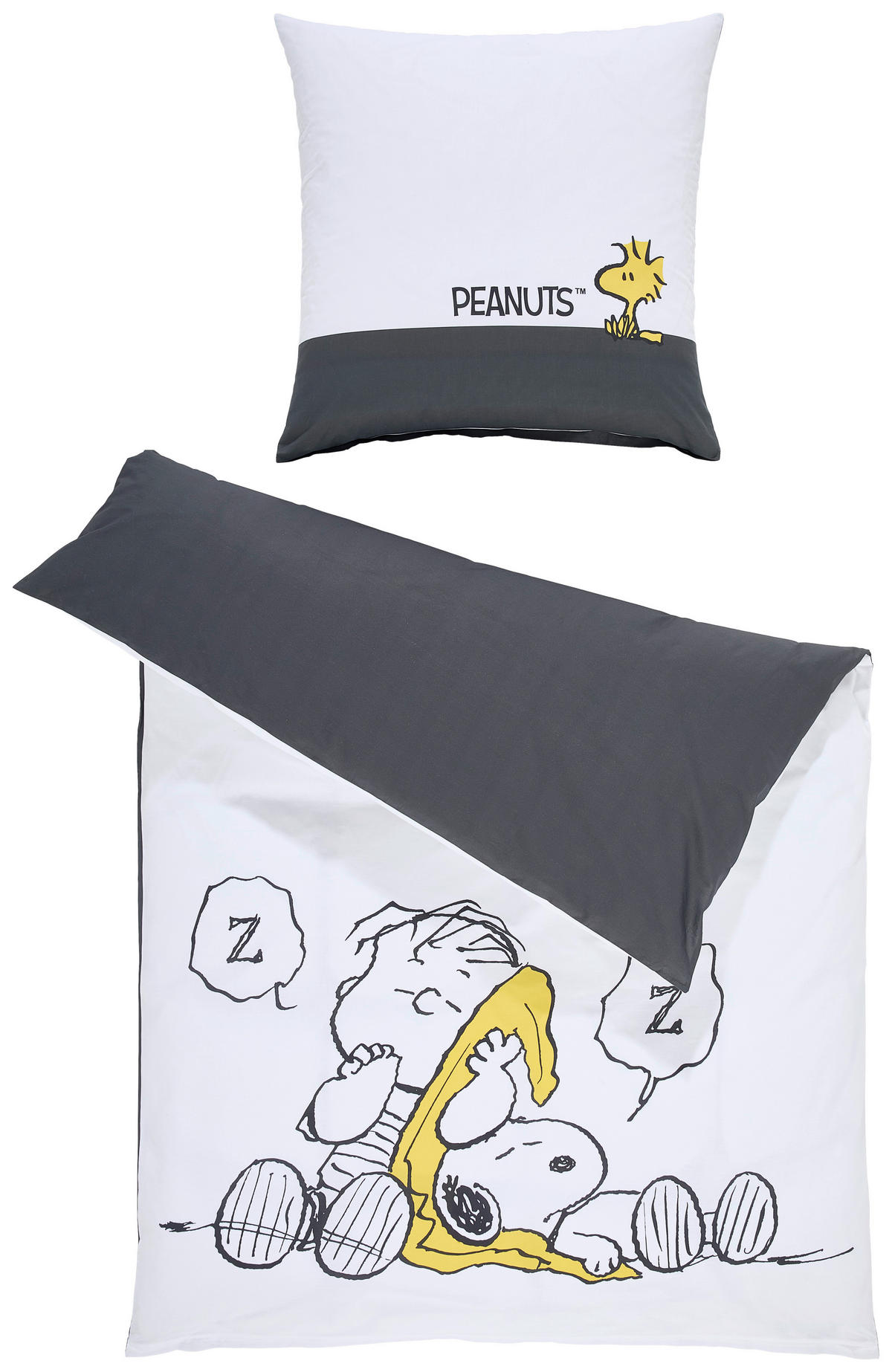 JUGENDBETTWÄSCHE Snoopy Renforcé 135/200 cm  - Dunkelgrau/Weiß, Design, Textil (135/200cm) - Herding