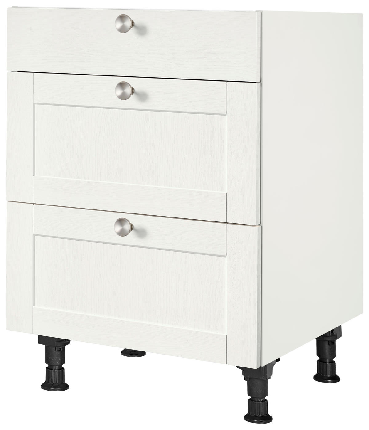 SCHUBKASTENUNTERSCHRANK 60/87/56 cm  in Weiß  - Edelstahlfarben/Weiß, MODERN, Holzwerkstoff/Metall (60/87/56cm) - Nobilia