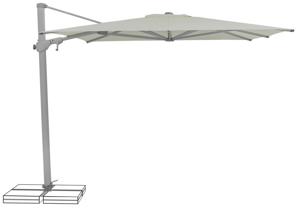 AMPELSCHIRM 330 x 270 cm Grau  - Silberfarben/Grau, KONVENTIONELL, Textil/Metall (330/270cm) - Suncomfort by Glatz