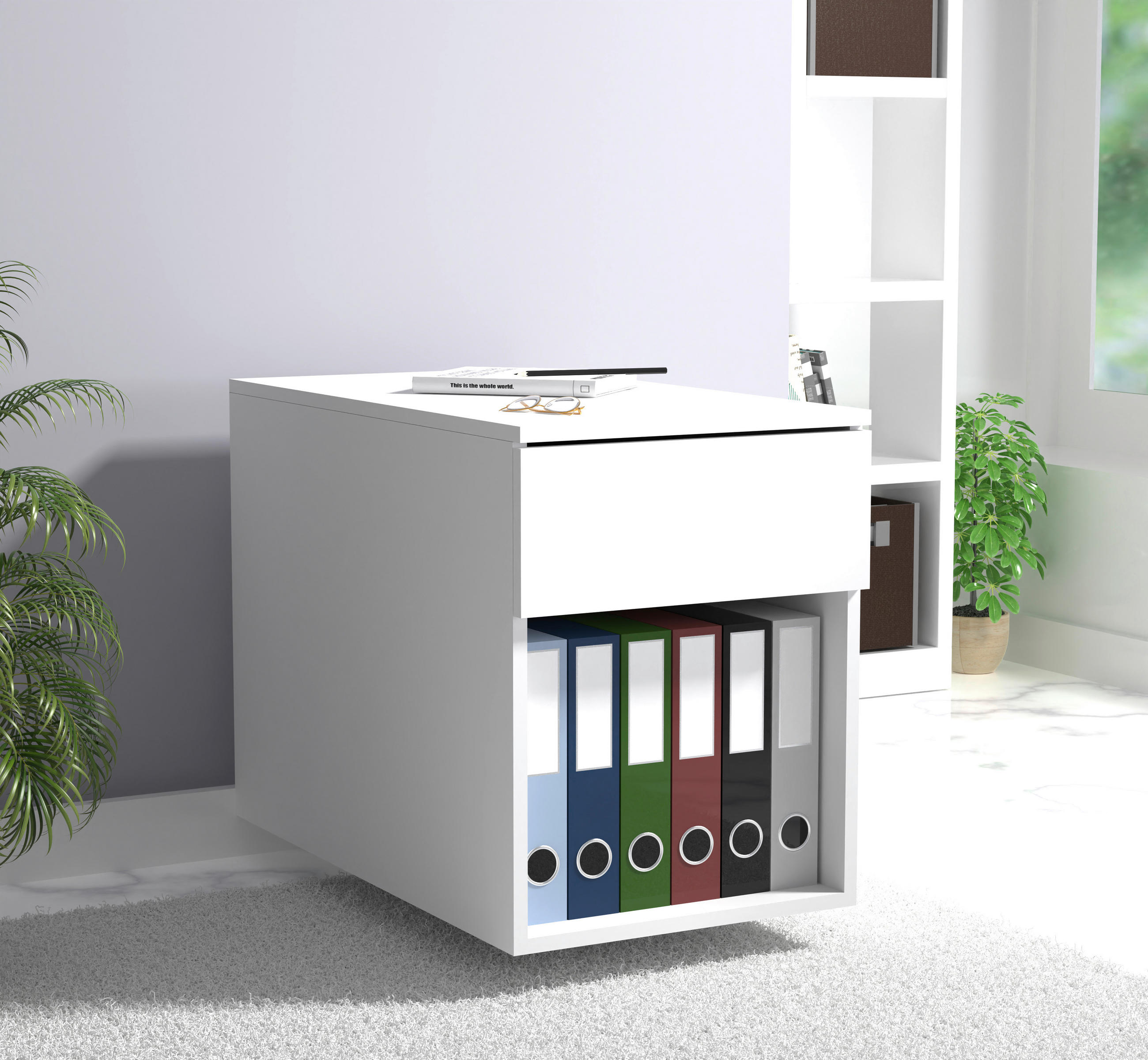 ROLLCONTAINER Weiß  - Weiß, MODERN, Holzwerkstoff/Kunststoff (39/55/70cm) - MID.YOU