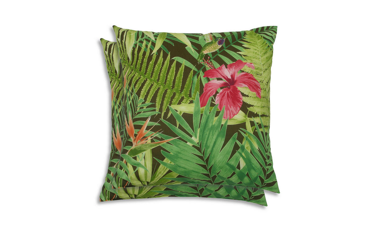 ZIERKISSENSET 2-teilig 38/38 cm  - Dunkelgrün/Hellgrün, Basics, Textil (38/38cm)