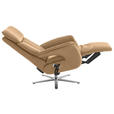 RELAXSESSEL in Leder Honig  - Edelstahlfarben/Honig, Design, Leder/Metall (70/124/85cm) - Cantus
