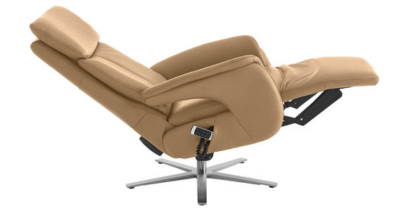 RELAXSESSEL in Leder Honig - Edelstahlfarben/Honig, Design, Leder/Metall (70/124/85cm) - Cantus