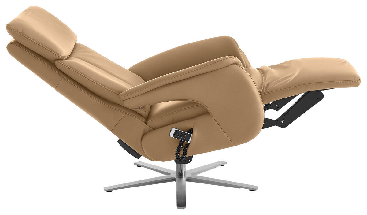 RELAXSESSEL in Leder Honig  - Edelstahlfarben/Honig, Design, Leder/Metall (70/124/85cm) - Cantus
