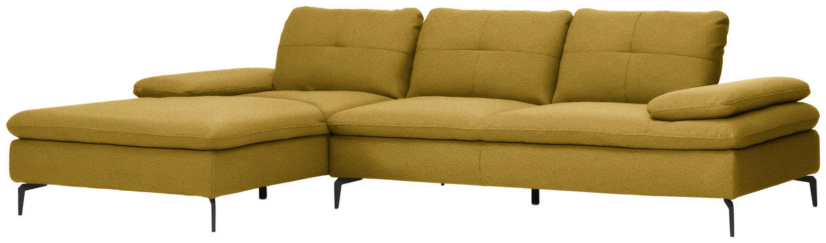 ECKSOFA in Webstoff Gelb, Hellgrün  - Gelb/Schwarz, Design, Textil/Metall (179/301cm) - Chilliano