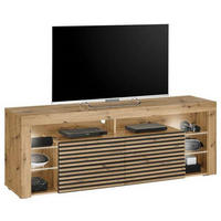 LOWBOARD  in 179/66/44 cm  - Silberfarben/Schwarz, Design, Glas/Holzwerkstoff (179/66/44cm) - Livetastic