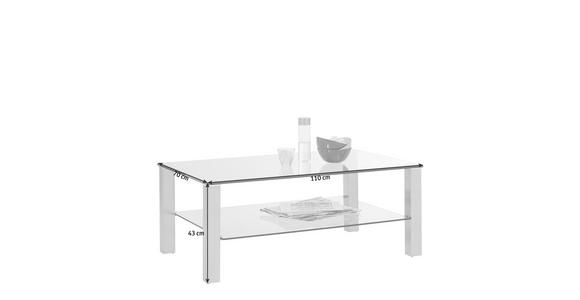 COUCHTISCH Klarglas 110/70/43 cm rechteckig Klar, Edelstahlfarben  - Klar/Edelstahlfarben, Design, Glas/Metall (110/70/43cm) - Novel