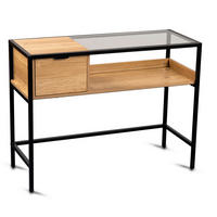 KONSOLENTISCH in Metall, Glas, Holzwerkstoff 100/40/75 cm    - Eichefarben/Schwarz, Basics, Glas/Holzwerkstoff (100/40/75cm) - Xora