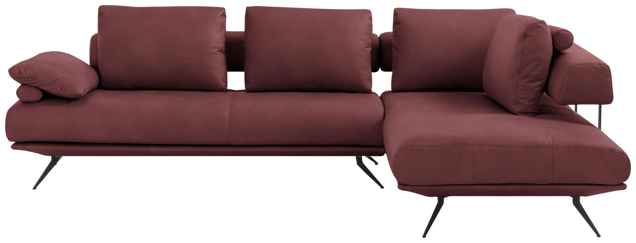 ECKSOFA in Echtleder Bordeaux  305/231 cm  - Bordeaux/Schwarz, Design, Leder/Metall (305/231cm) - Dieter Knoll