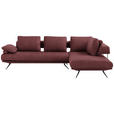 ECKSOFA in Echtleder Bordeaux  - Bordeaux/Schwarz, Design, Leder/Metall (305/231cm) - Dieter Knoll