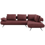 ECKSOFA in Echtleder Bordeaux  - Bordeaux/Schwarz, Design, Leder/Metall (305/231cm) - Dieter Knoll