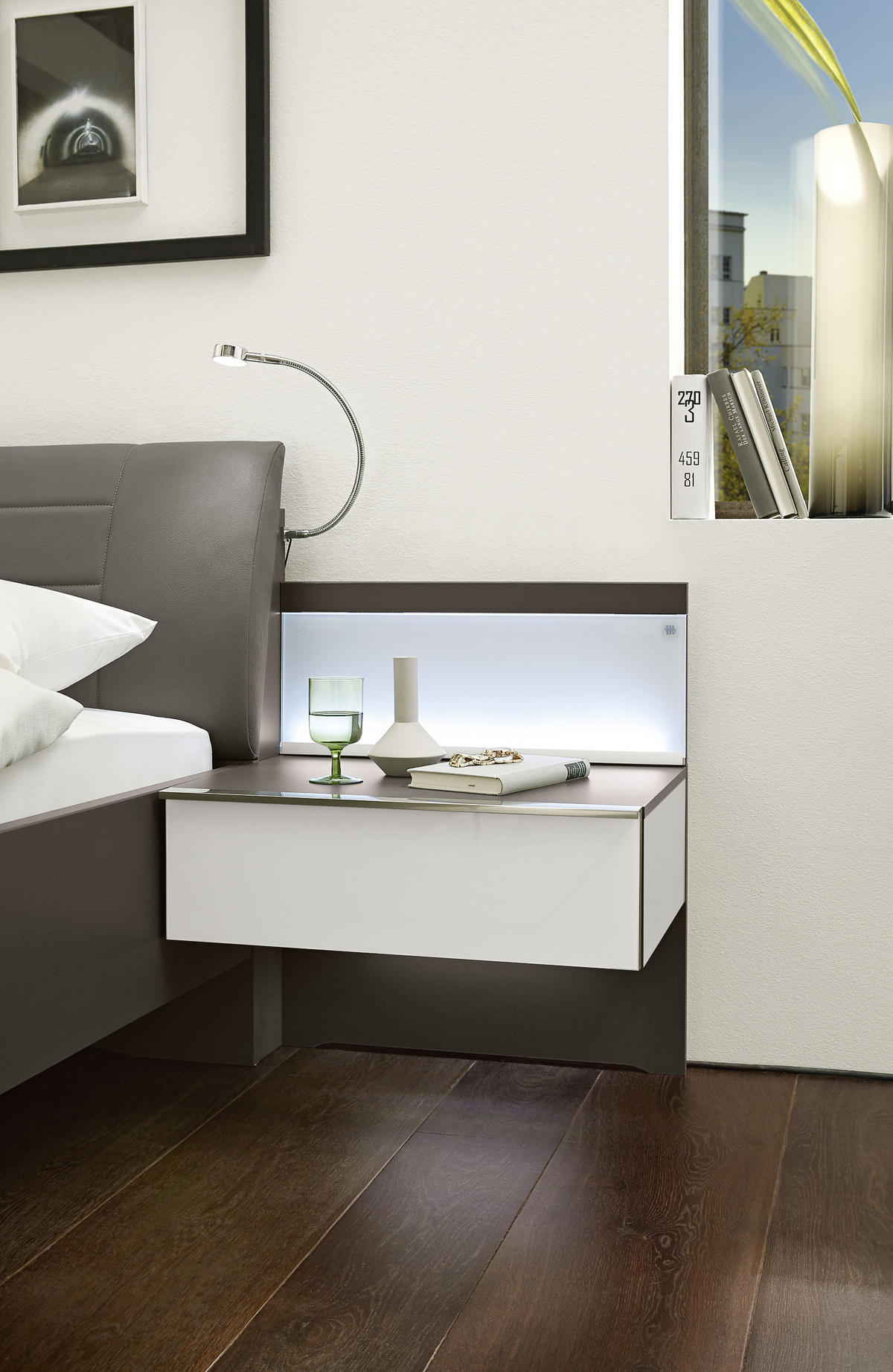 SCHLAFZIMMER Braun, Weiß  - Braun/Weiß, Design, Glas/Holzwerkstoff (180/200cm) - Musterring