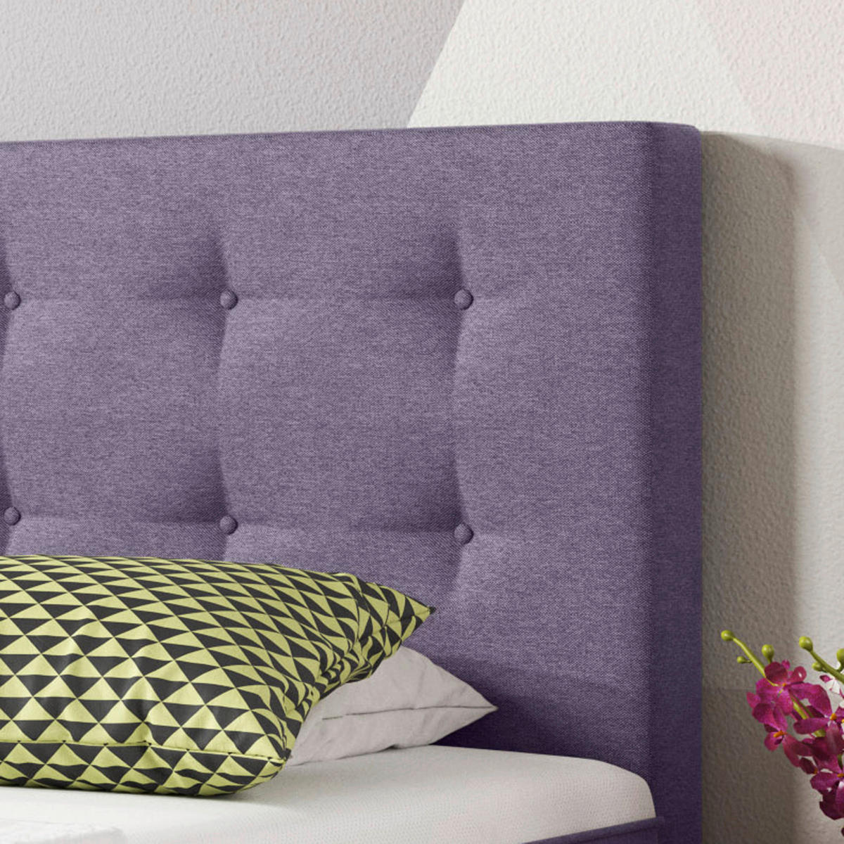 BOXSPRINGBETT 90/200 cm  in Lila  - Lila/Silberfarben, KONVENTIONELL, Textil/Metall (90/200cm) - MID.YOU