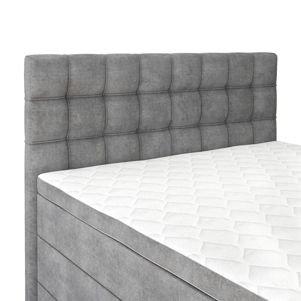 BOXSPRINGBETT 120/200 cm,  in Grau, Matratze, Bettkasten, Topper, H3 = fest  - Schwarz/Grau, KONVENTIONELL, Kunststoff/Textil (120/200cm) - Boxxx