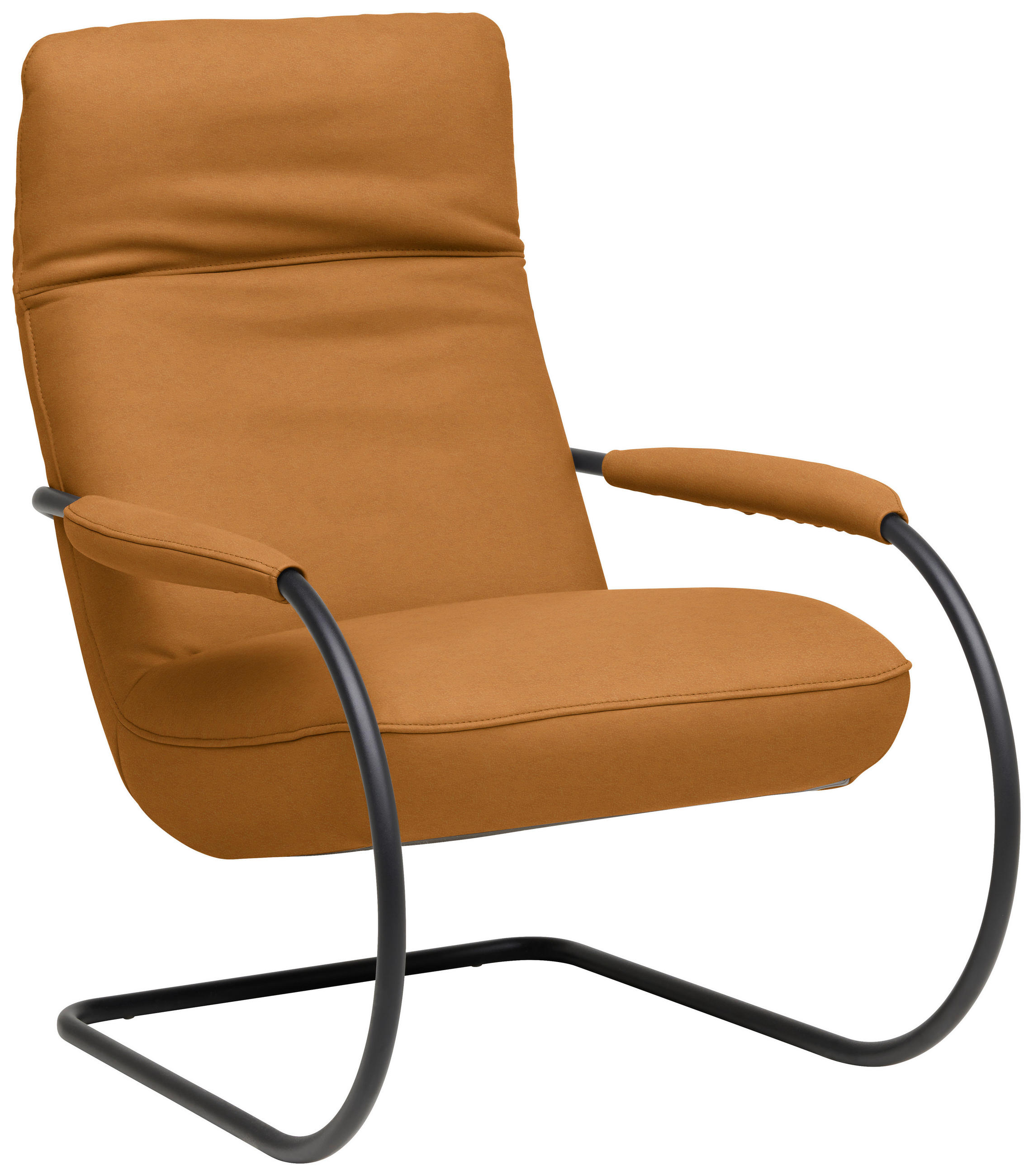 SESSEL in Echtleder Currygelb  - Currygelb/Schwarz, Design, Leder/Metall (80/104/99cm) - Koinor