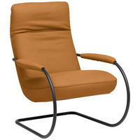 SESSEL in Echtleder Currygelb  - Currygelb/Schwarz, Design, Leder/Metall (80/104/99cm) - Koinor