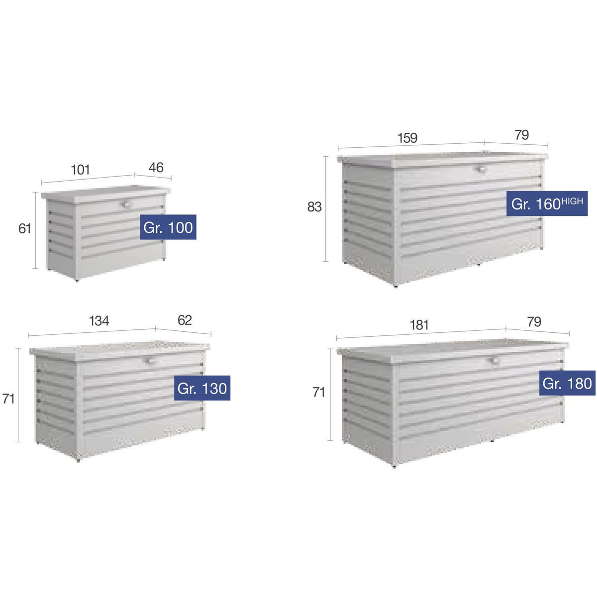 KISSENBOX - Silberfarben, Basics, Metall (181/71/79cm) - Biohort
