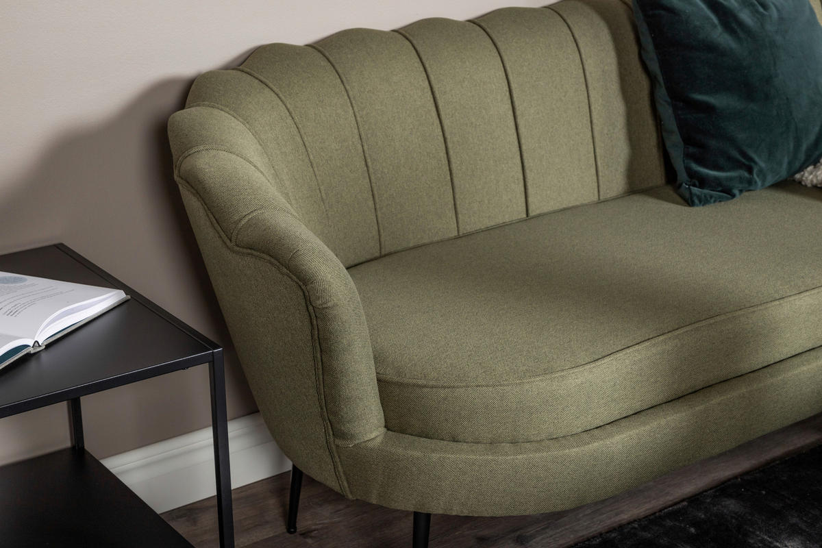 2-SITZER-SOFA Schwarz, Olivgrün  - Schwarz/Olivgrün, Design, Textil/Metall (180/78.5/78cm) - Livetastic