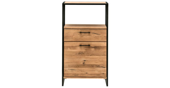 KOMMODE , 60/108/39 cm, 1 Schublade(n)  - Schwarz, Design, Holz/Metall (60/108/39cm) - Linea Natura