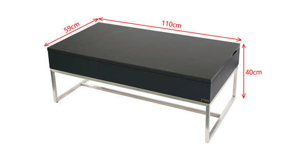 COUCHTISCH 110/59/40 cm rechteckig Anthrazit, Schwarz, Edelstahlfarben - Edelstahlfarben/Anthrazit, Design, Keramik/Holzwerkstoff (110/59/40cm) - Dieter Knoll