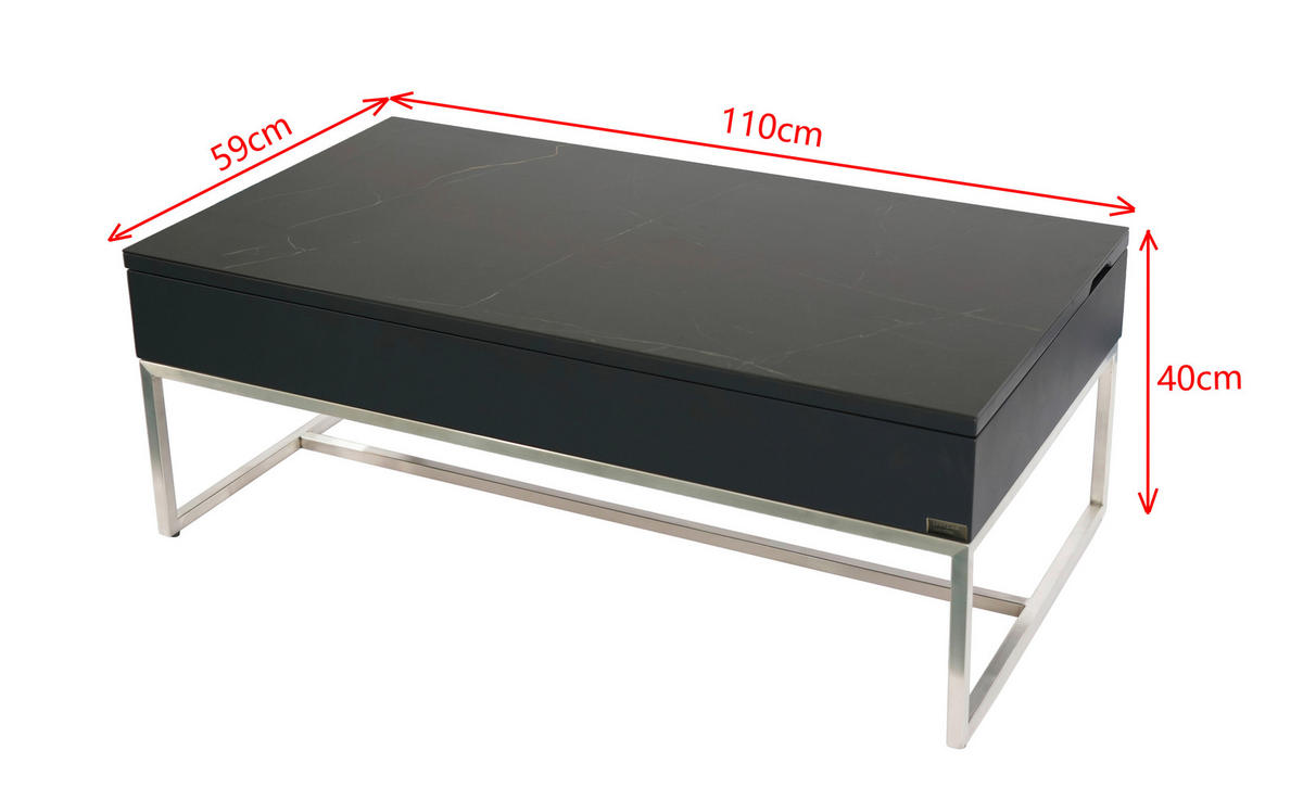 KONFERENČNÝ STOLÍK, antracitová, čierna, farba ušľachtilej ocele, kov, keramika, kompozitné drevo, 110/59/40 cm - čierna/farba ušľachtilej ocele, Design, kov/kompozitné drevo (110/59/40cm) - Dieter Knoll