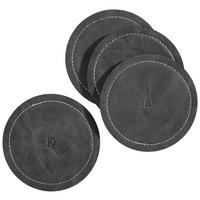 GLASUNTERSETZER 4-teilig  - Schwarz, Design, Kunststoff (10/0,3cm) - Dieter Knoll